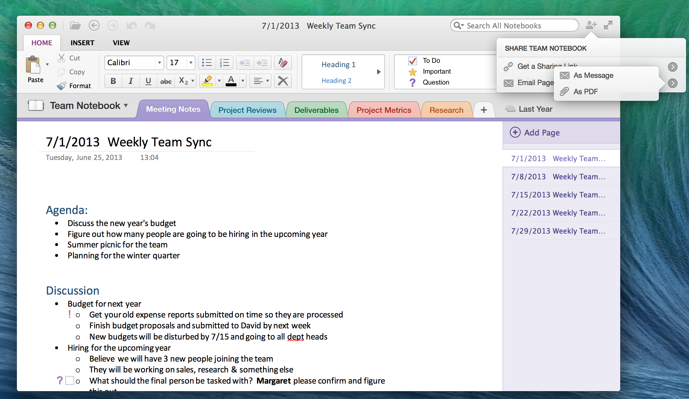 onenote for mac left sidebar how to